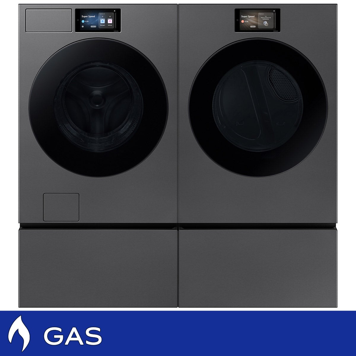 Samsung 5.3 cu. ft. Bespoke AI Front Load Ultra Capacity Washer and 7.6 cu. ft. Bespoke AI Ultra Capacity Front Load GAS Dryer with AI Home