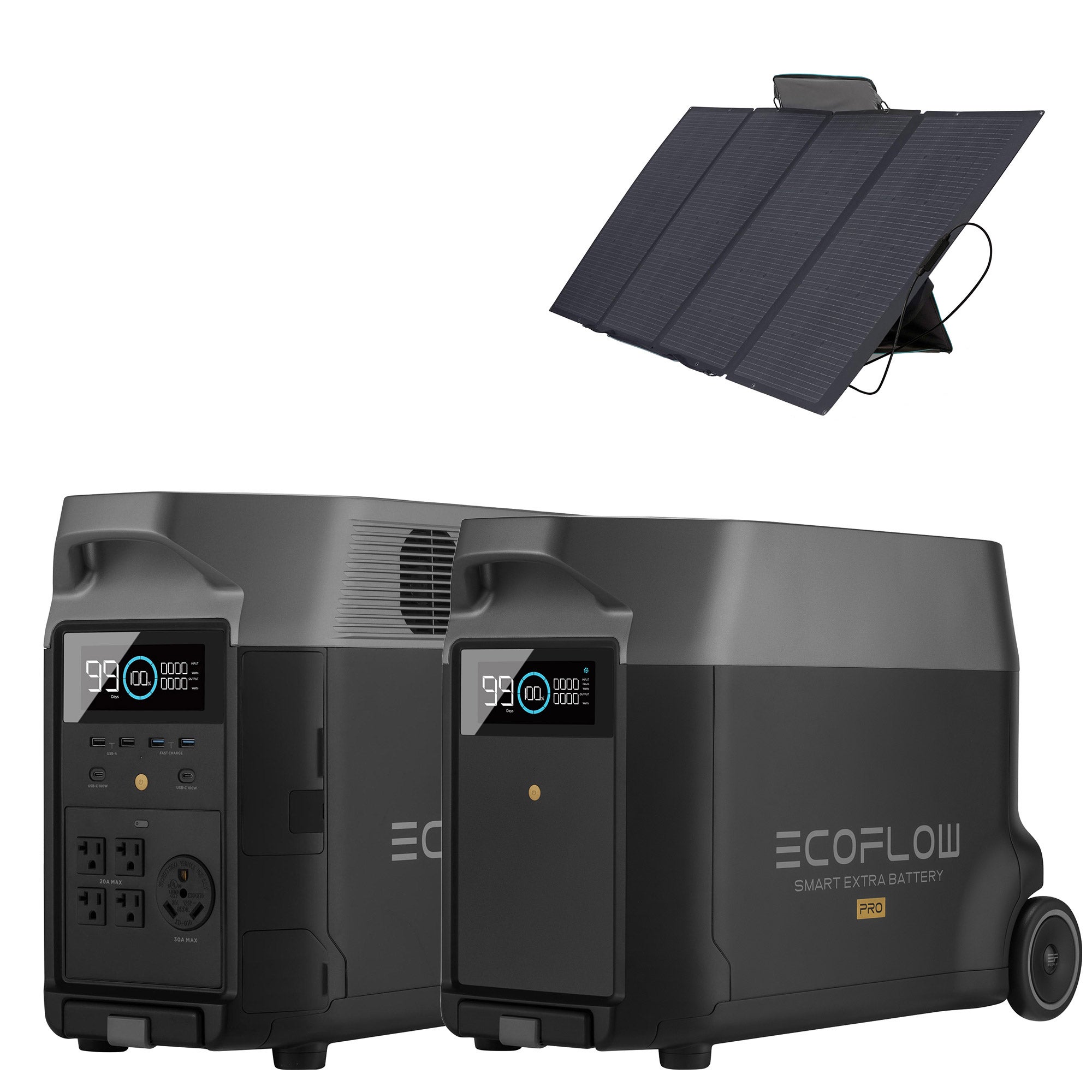 EcoFlow DELTA Pro Power Station with Extra Battery and 400W Solar