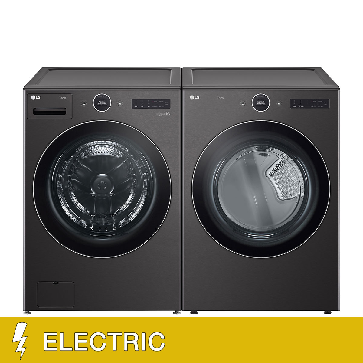 LG 5.0 cu. ft. Mega Capacity Smart Front Load Washer with AI DD 2.0 and 7.4 cu. ft. ELECTRIC Ultra Large Capacity Dryer with TurboSteam