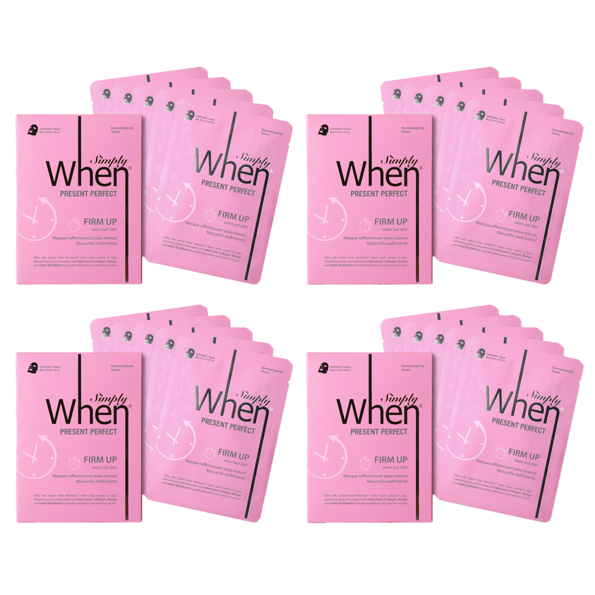 Simply When Present Perfect Firm Up Sheet Masks, 20-pack