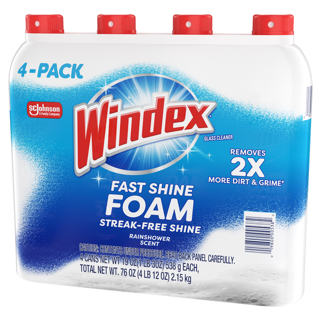 WINDEX FOAM GLASS CLEANER 4 PACK 19OZ EACH
