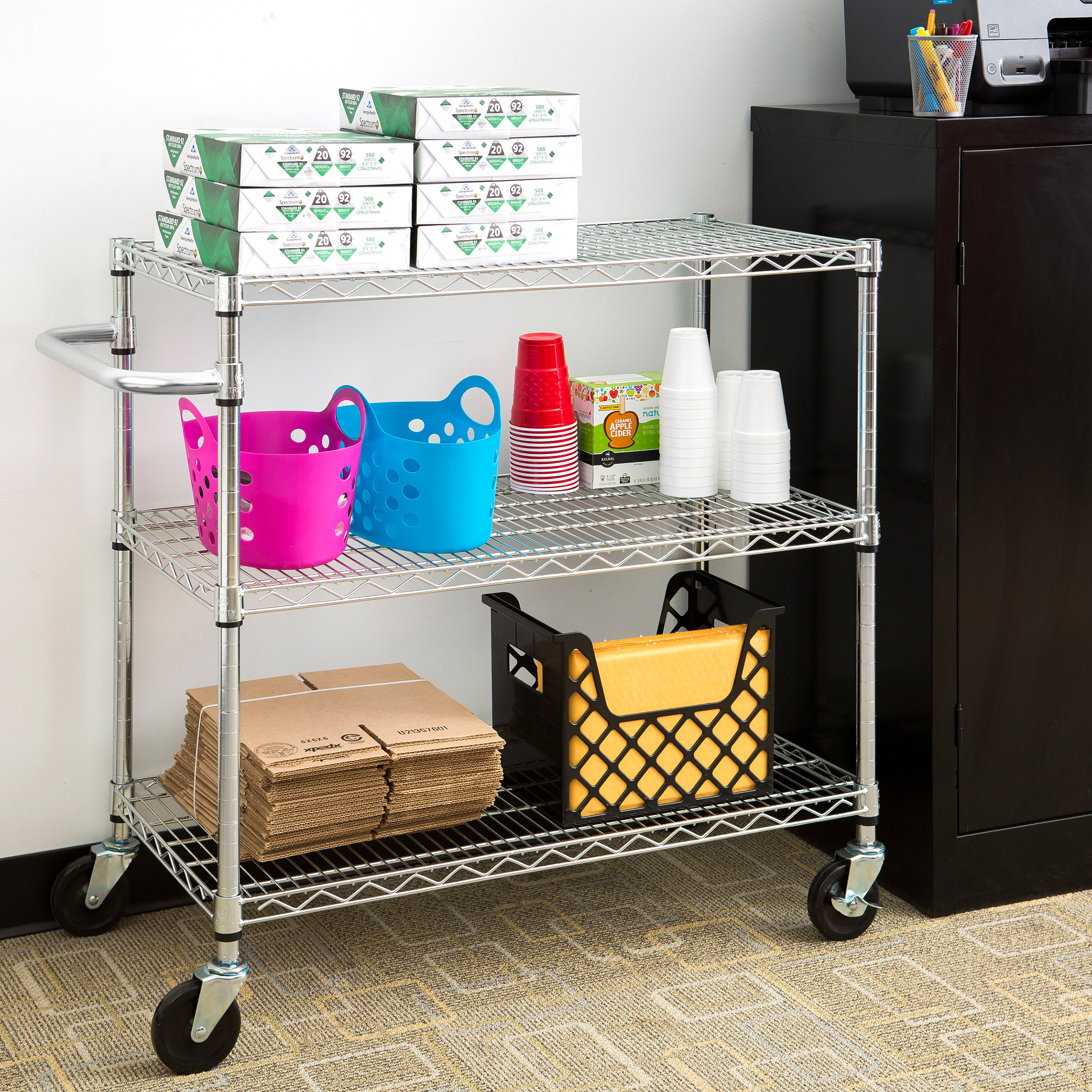 TRINITY EcoStorage 3-tier 40.3” x 18” x 36” Cart  Chrome Color