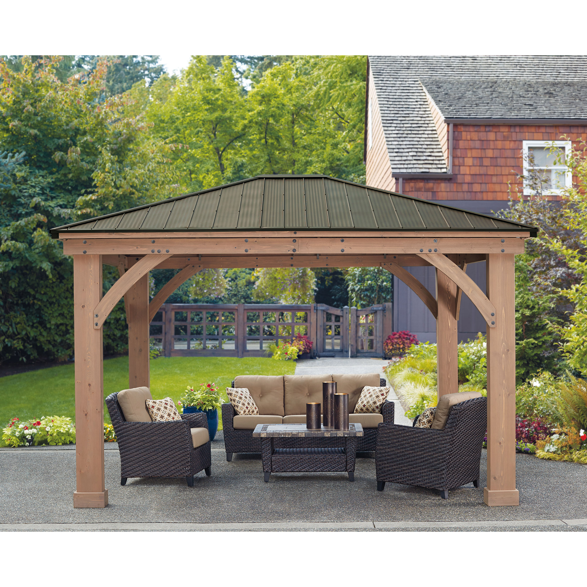 Yardistry Gazebo 12 ft. × 14 ft. with Aluminum Roof