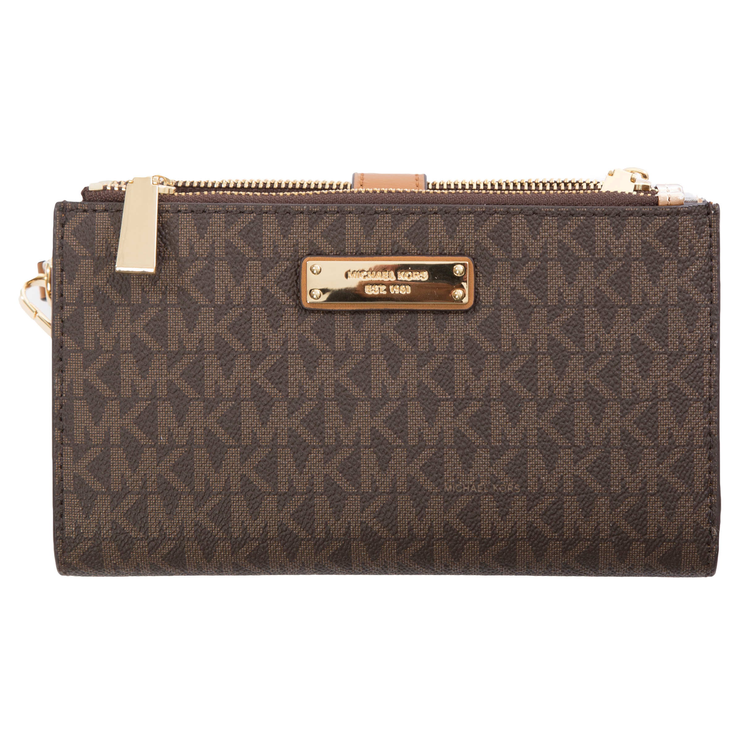Michael Kors Double Zip Wristlet, Brown | Costco