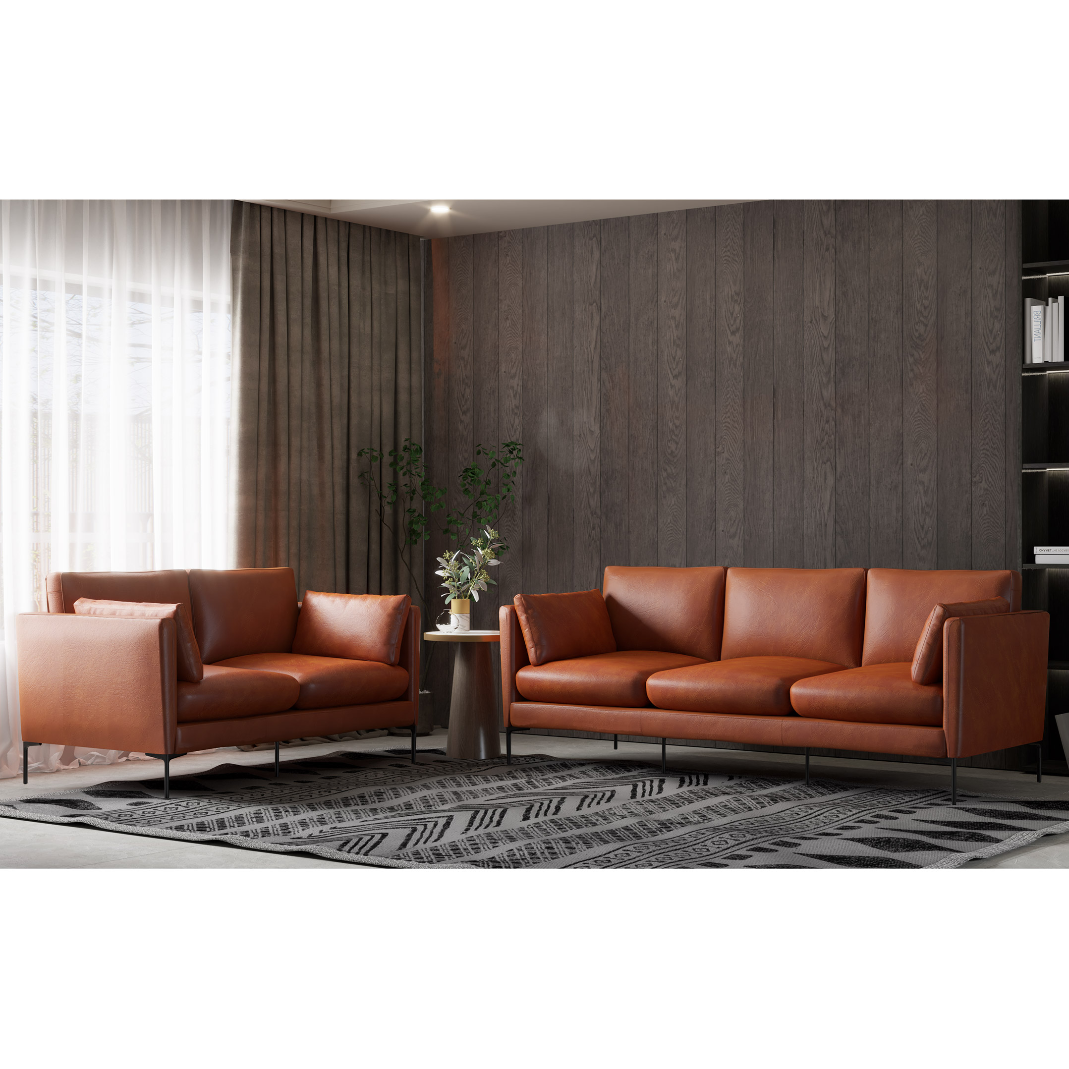 Kava Top-Grain Leather Sofa & Loveseat, Brown