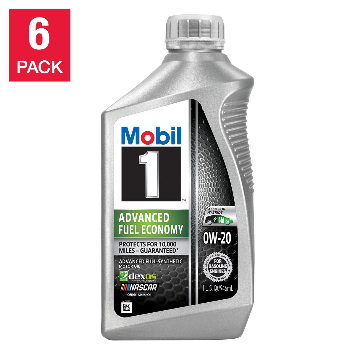 Mobil 1 Advanced Fuel Economy Full Synthetic Motor Oil 0W-20  1-Quart/6-pack