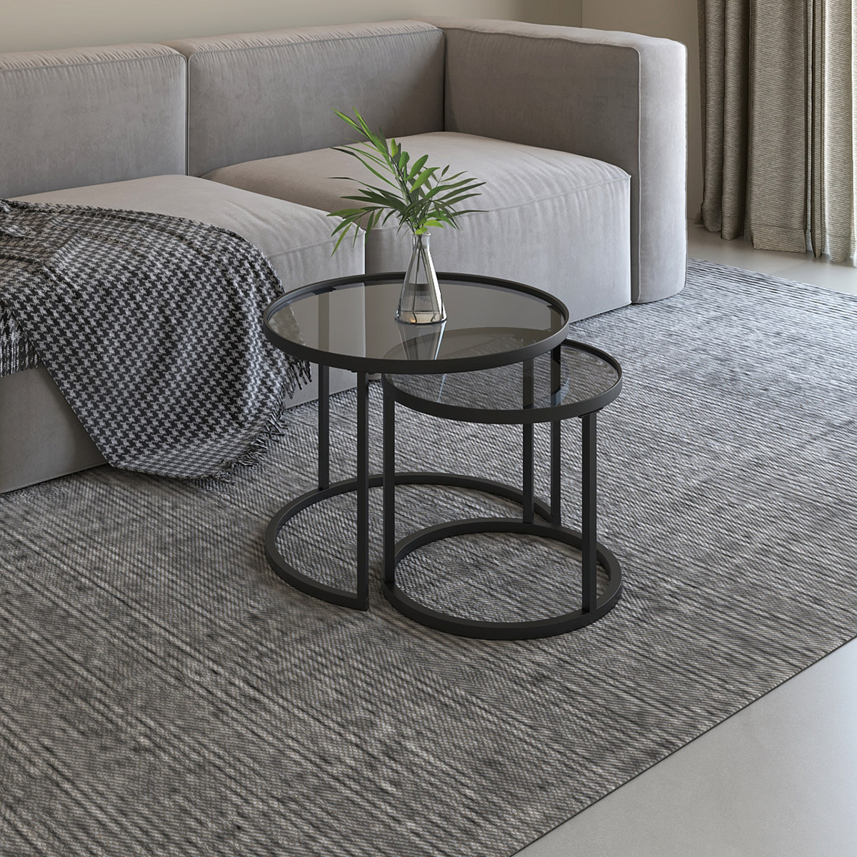 Appollo Lucienne Nested Round Coffee Tables with Tempered Glass Top