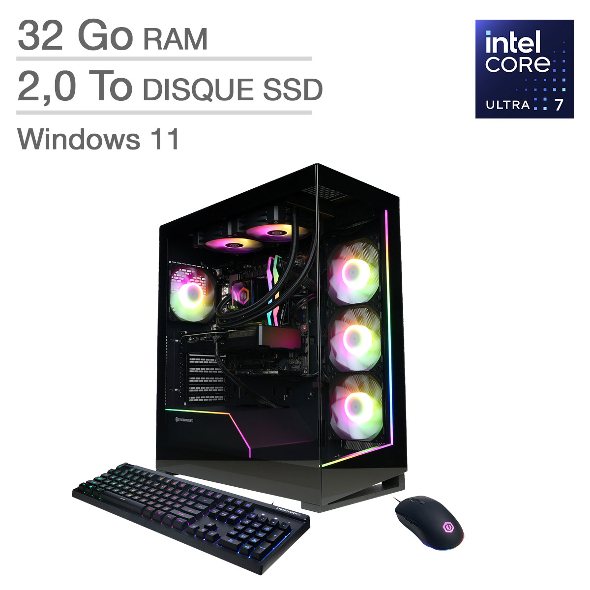 CyberPowerPC Gamer Supreme - Ordinateur de bureau de jeux, Intel Core Ultra 7 265F - 32 Go RAM, 2 To SSD, NVIDIA GeForce RTX 5070 de 12 Go