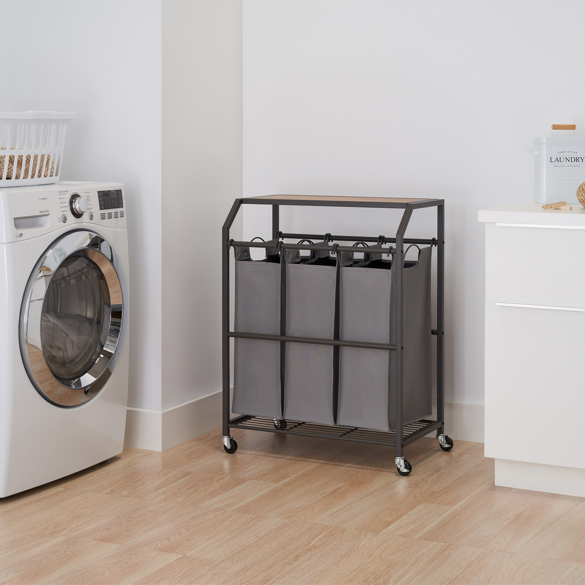 TRINITY 3-bag Laundry Cart with Flip-up Top | Costco