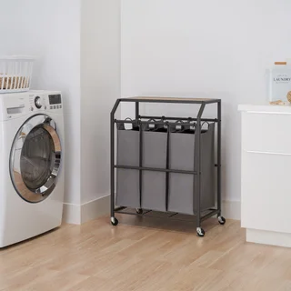 Trinity 3-bag Laundry Cart with Flip-up Top