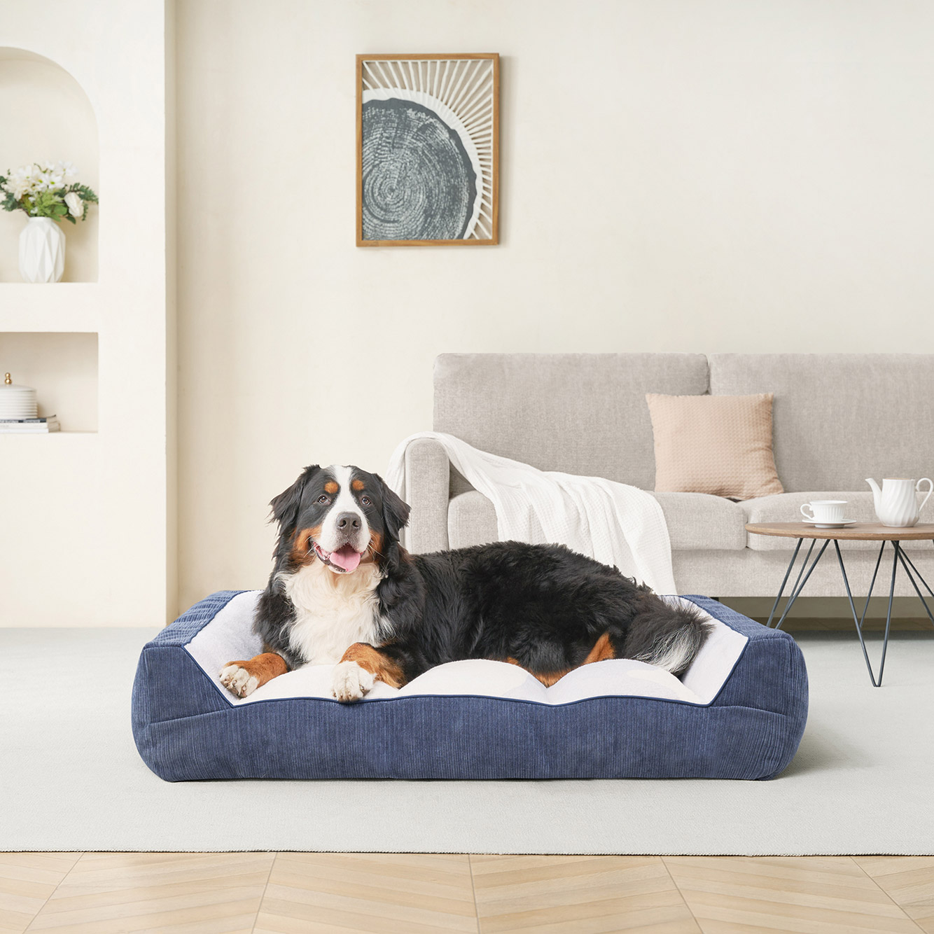 Kirkland Signature Rectangular Bolster 46" x 36" Pet Bed - Beige