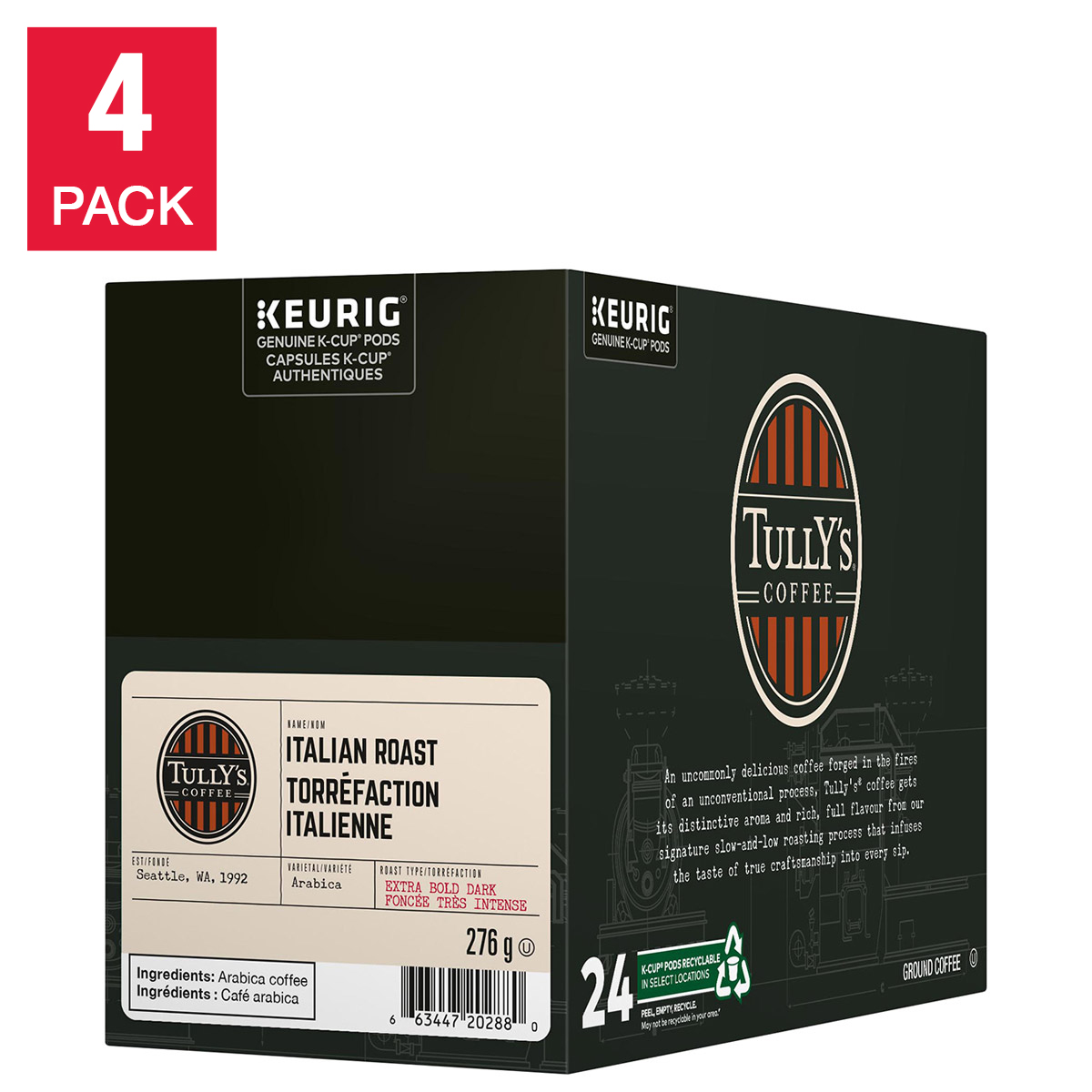 Tully’s Italian Roast K-Cup Pods, 96-count