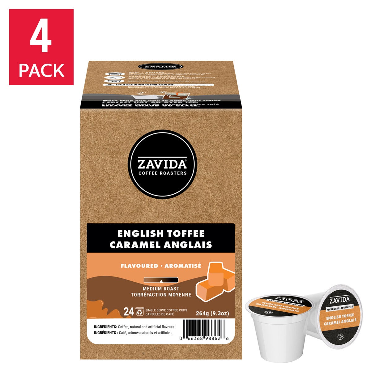 Zavida English Toffee Coffee K-Cup Pods, 96- count | Costco