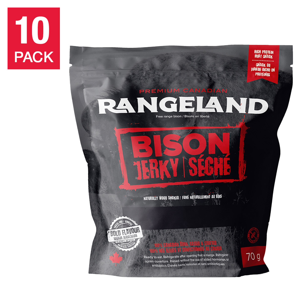 Rangeland Bison Jerky, 10 × 70 g