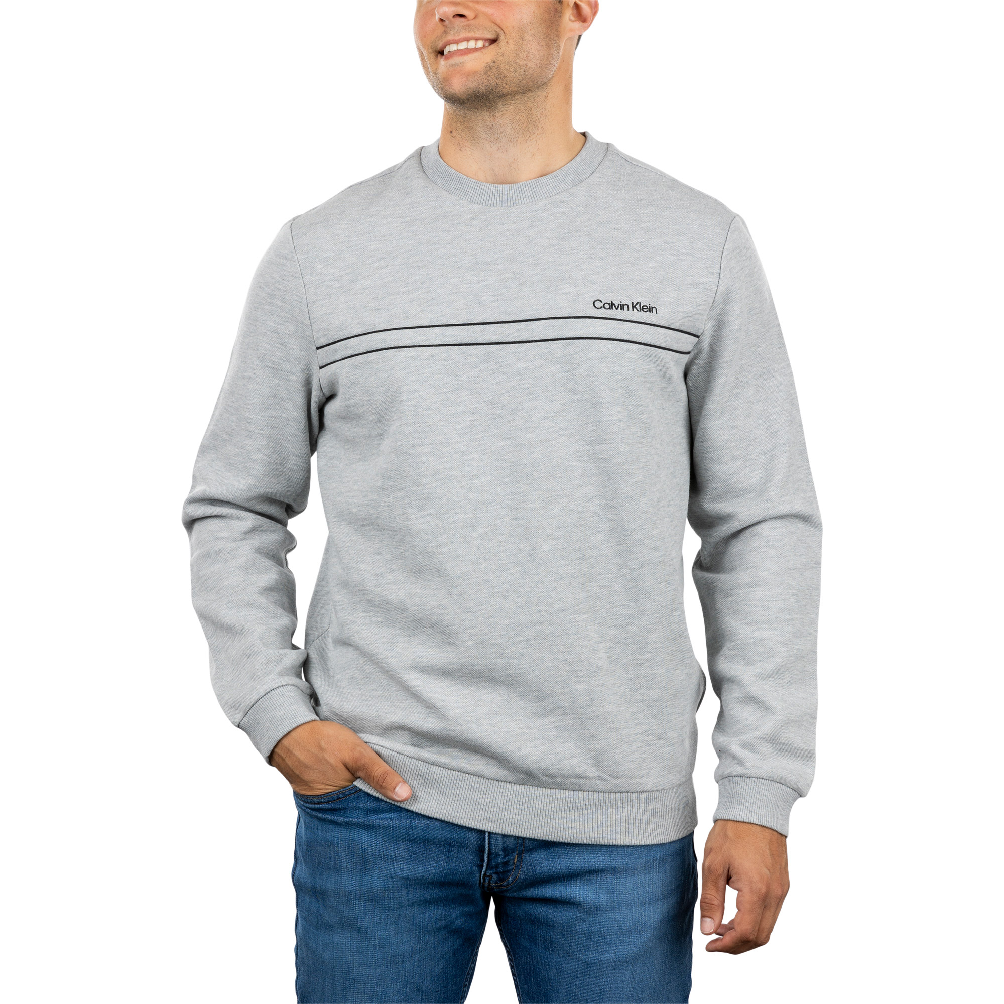Calvin Klein Men's Contrast Piping Crewneck Sweater
