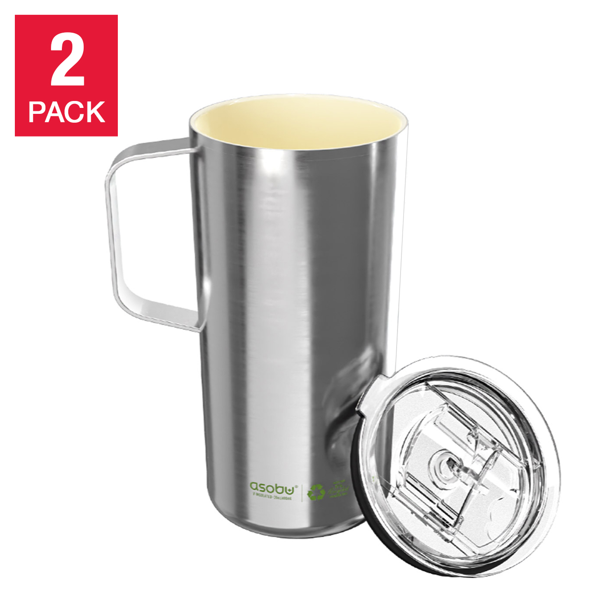 Asobu Ceramic 590 ml (20 oz) Mug, 2-pack