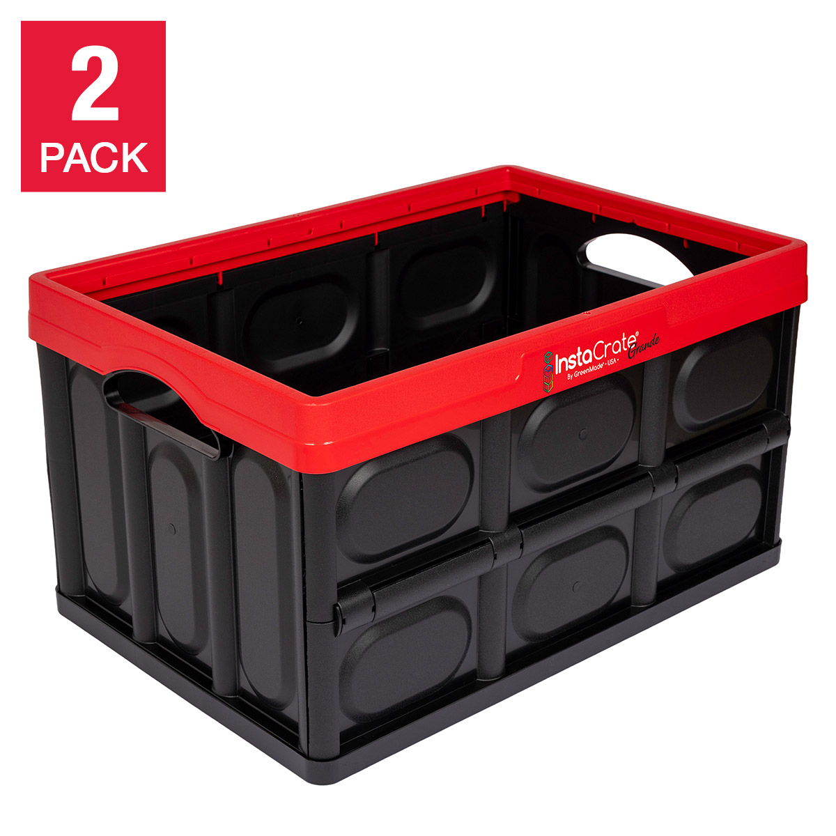Greenmade InstaCrate Grande 16 Gallon Collapsible Storage Crate with Lid  2-pack