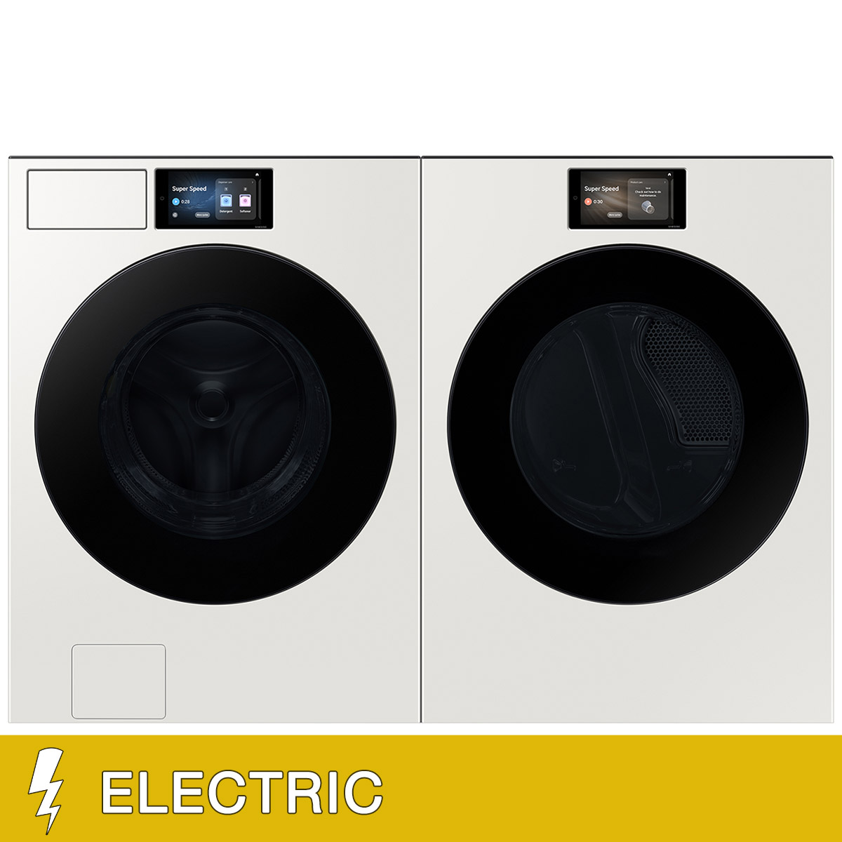 Samsung 5.3 cu. ft. Bespoke AI Front Load Ultra Capacity Washer and 7.6 cu. ft. Bespoke AI Ultra Capacity Front Load ELECTRIC Dryer with AI Home 