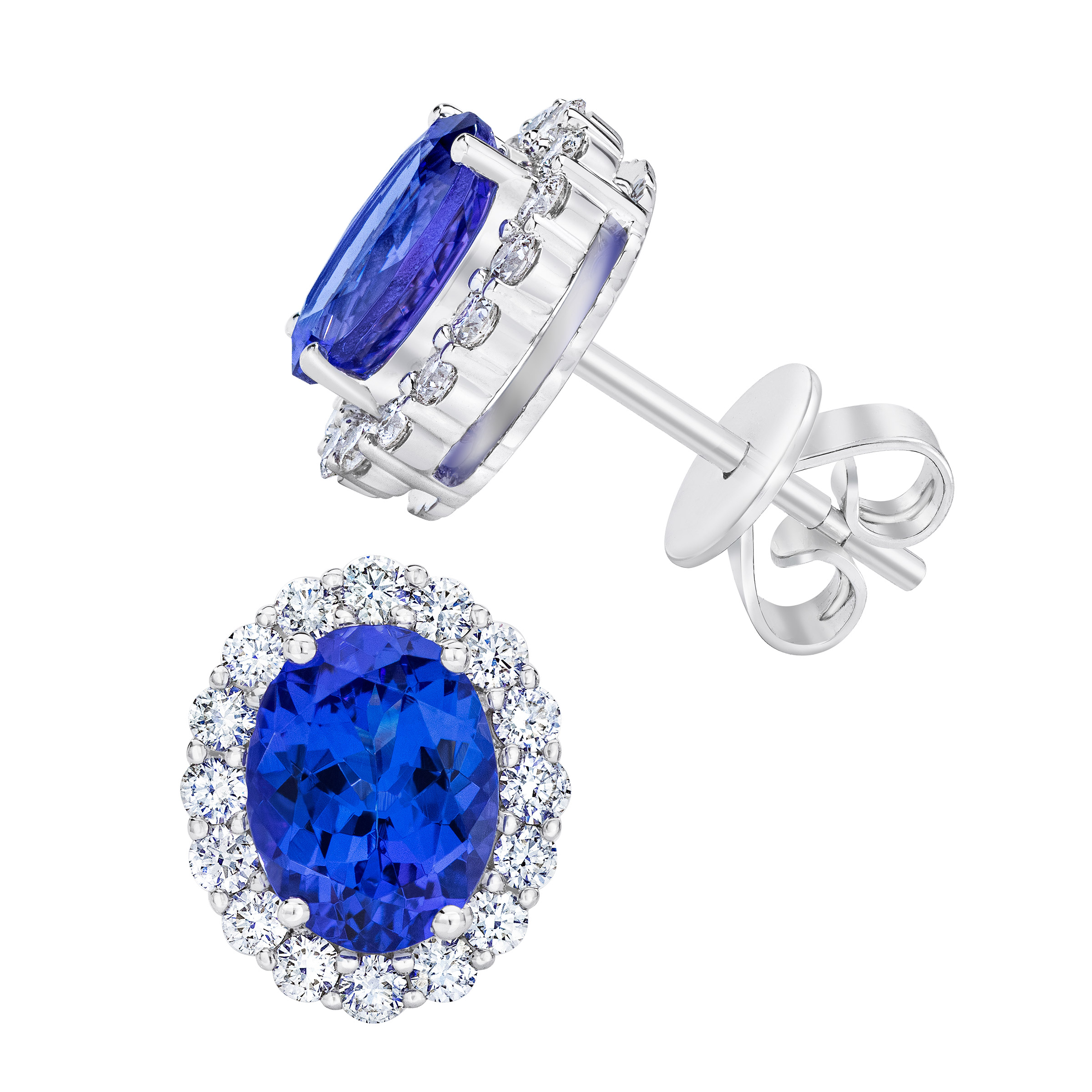 Oval Cut Tanzanite and Diamond Earrings (0.60 ctw)