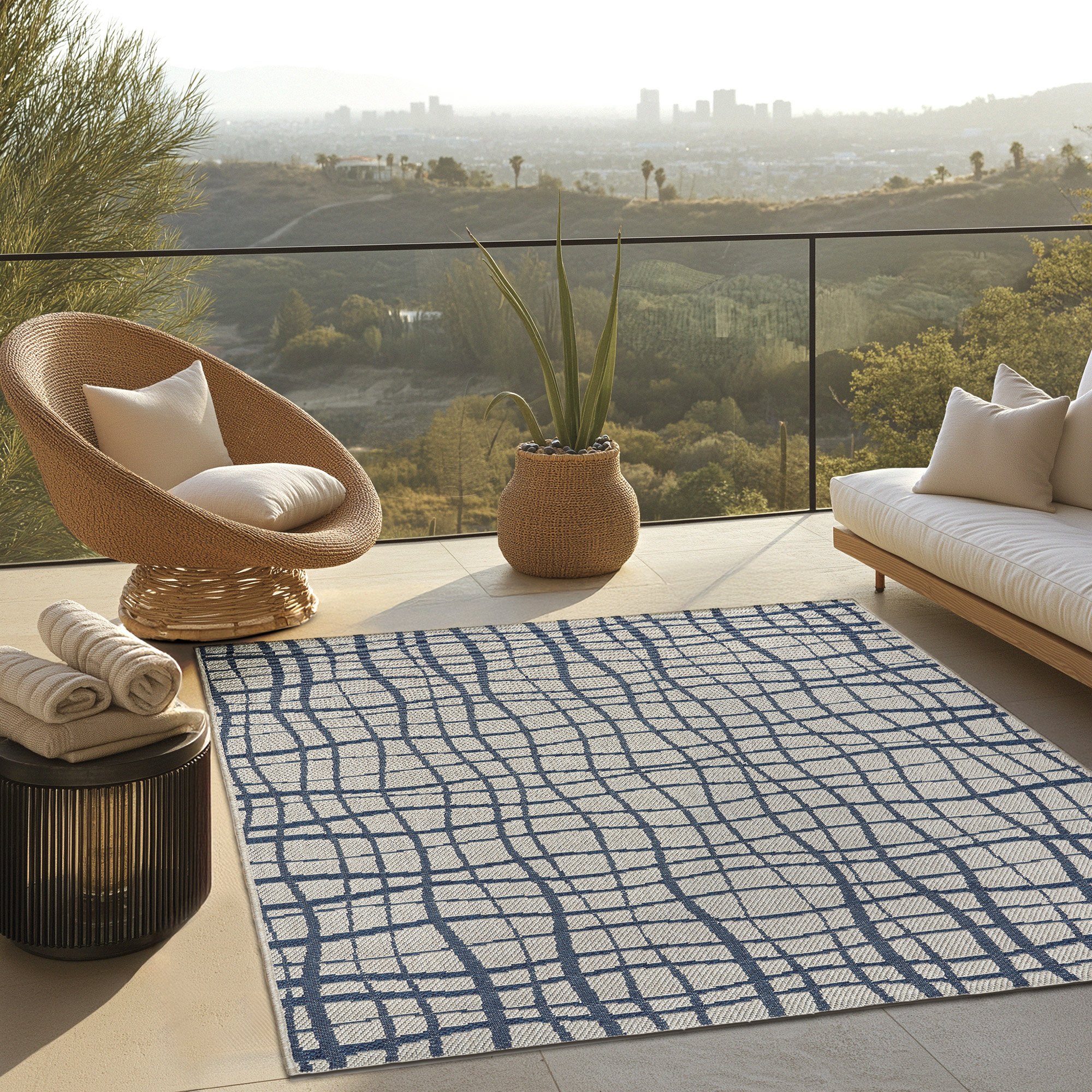 RagRu ハノイラグ 140*200cm Ravenna Indoor/Outdoor Rug, Lycia Navy | Costco