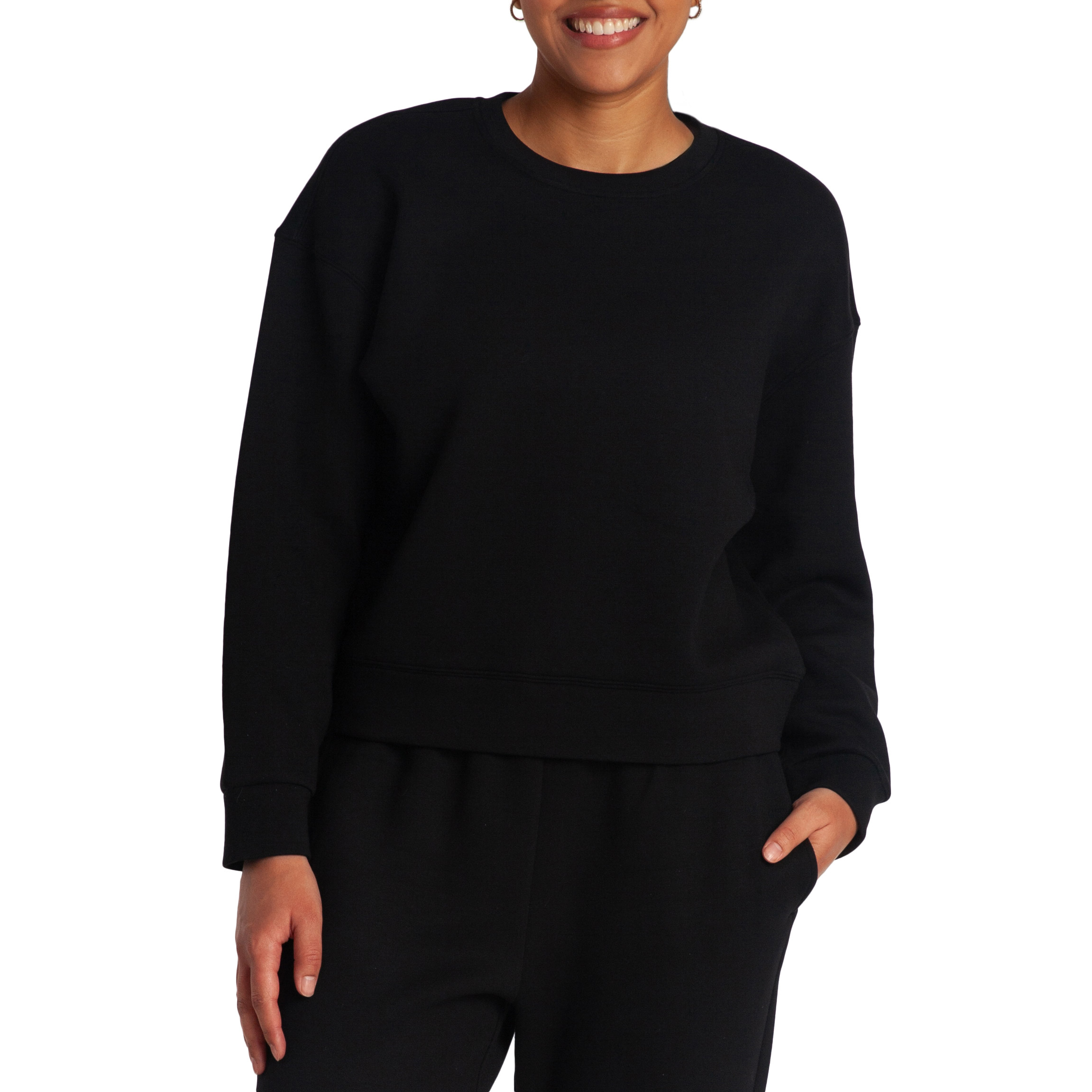 LAZYPANTS Women’s Double Knit Fleece Crewneck Sweatshirt