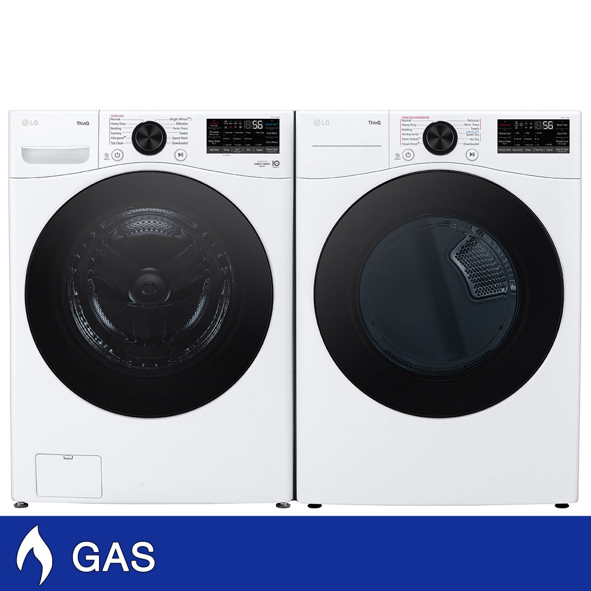 LG 4.5 cu. ft. Front Load Washer with TurboWash 360 and 7.4 cu. ft. GAS Dryer with TurboSteam and Built-In Intelligence