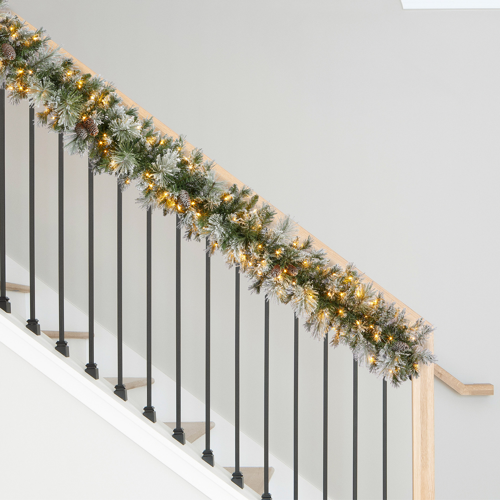 9ft Pre-Lit Flocked Glitter Artificial Christmas Garland, 150 color-changing Radiant Micro LED lights