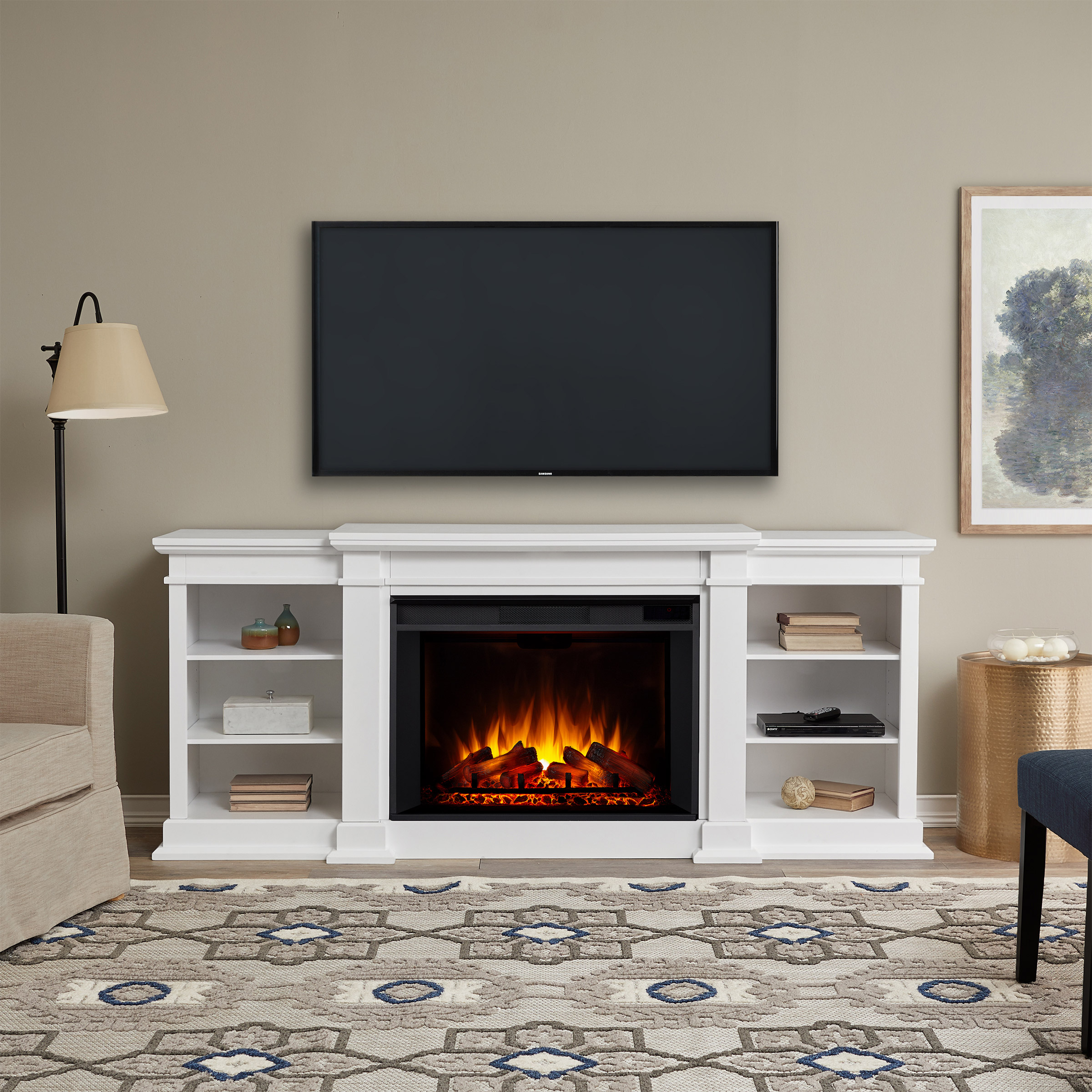 Real Flame Eliot Grand White Media Electric Fireplace