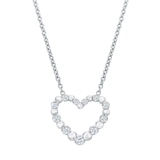 14KT WHITE GOLD VS2 I 0.12CTW ROUND DIAMOND HEART NECKLACE
