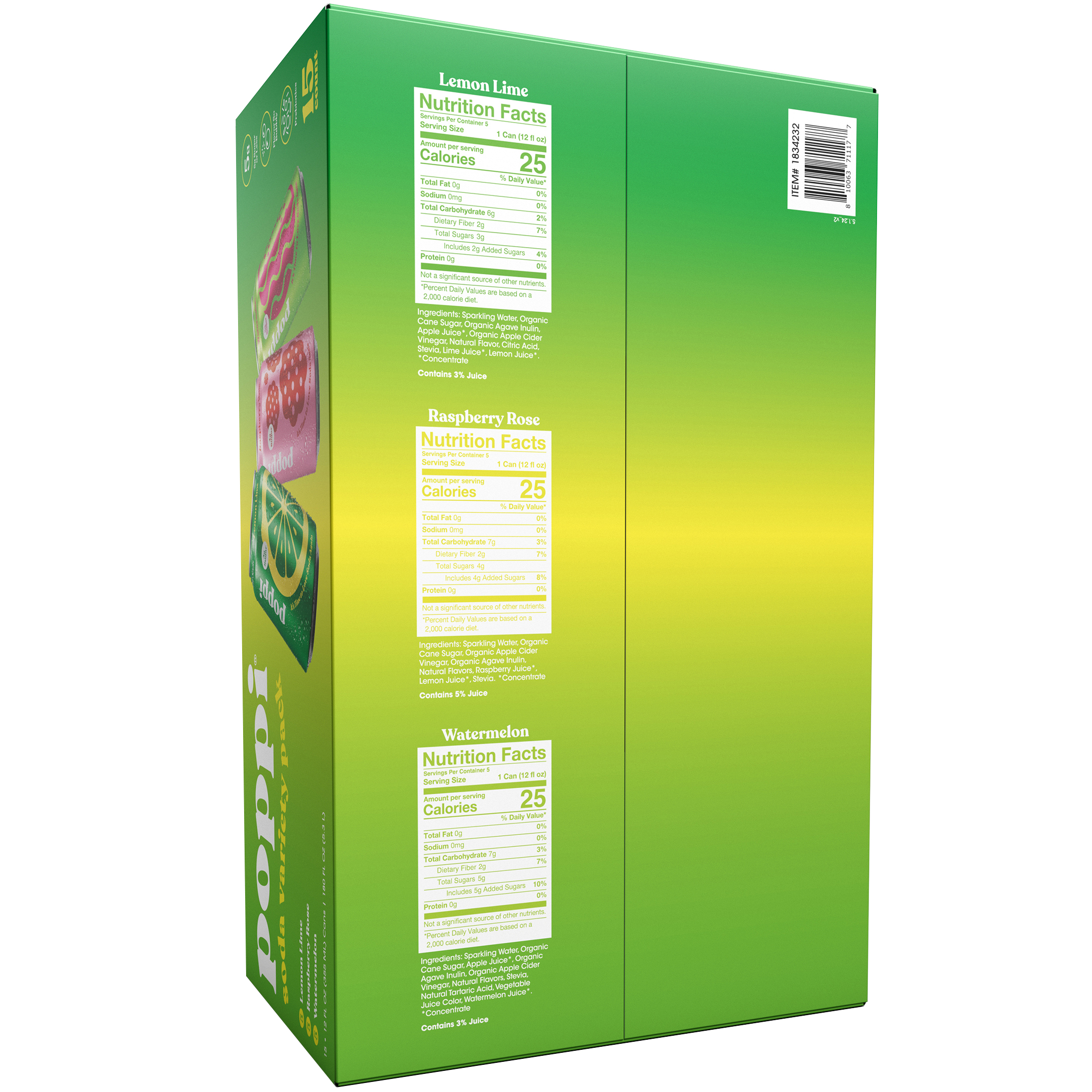 poppi Prebiotic Soda, Variety Pack, 12 fl oz, 15 ct | Costco