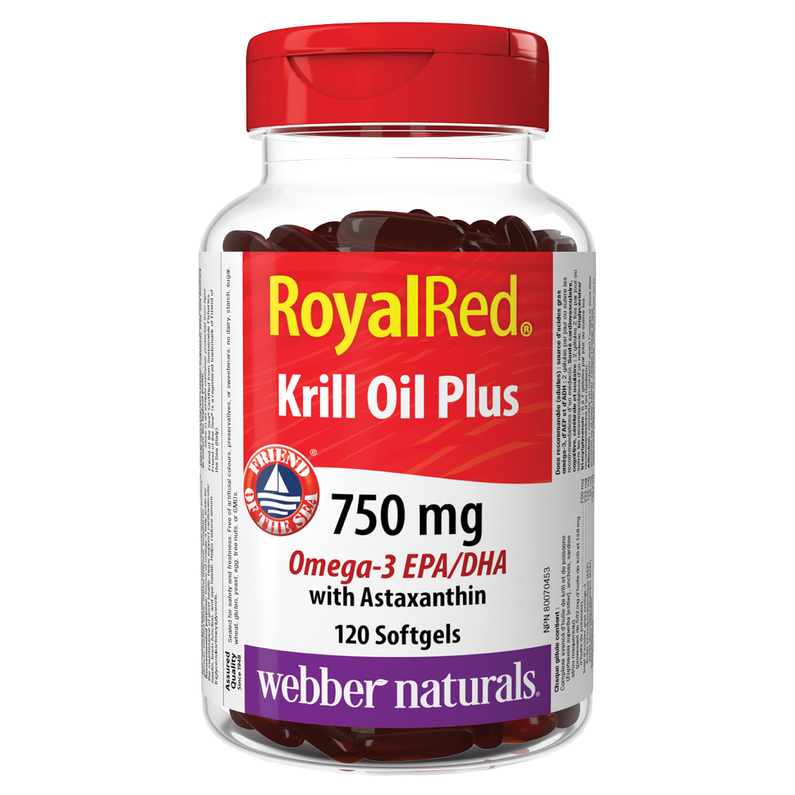 webber naturals 750 mg Royal Red Krill Oil Plus with Astaxanthin, 120-count