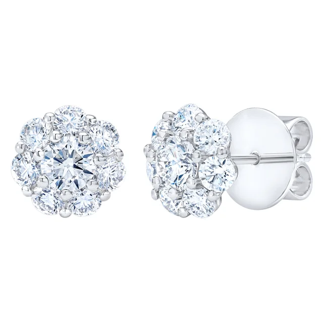 Round Brilliant 1.73 ctw VS2 Clarity I Color Diamond 14kt White Gold Halo Earrings