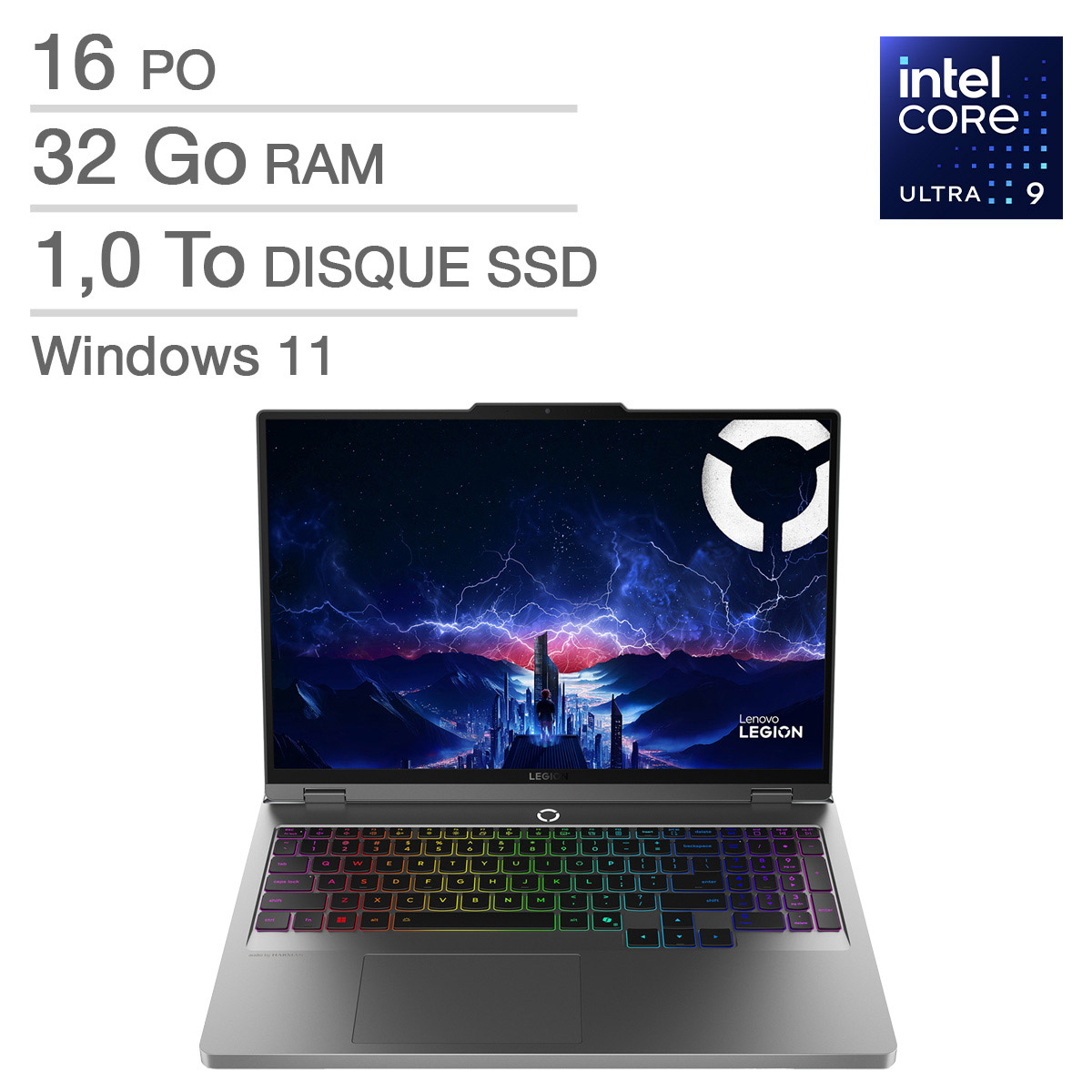 Lenovo – Ordinateur portable de jeux Legion 5 de 16,0 po, Intel Core Ultra 9 275HX, 32 Go RAM, 1 To SSD, Carte graphique NVIDIA GeForce RTX 5060 de 8 Go