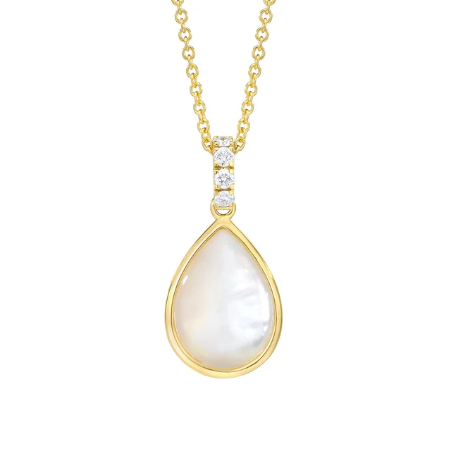 Mother of Pearl & Diamond 14kt Yellow Gold Pendant