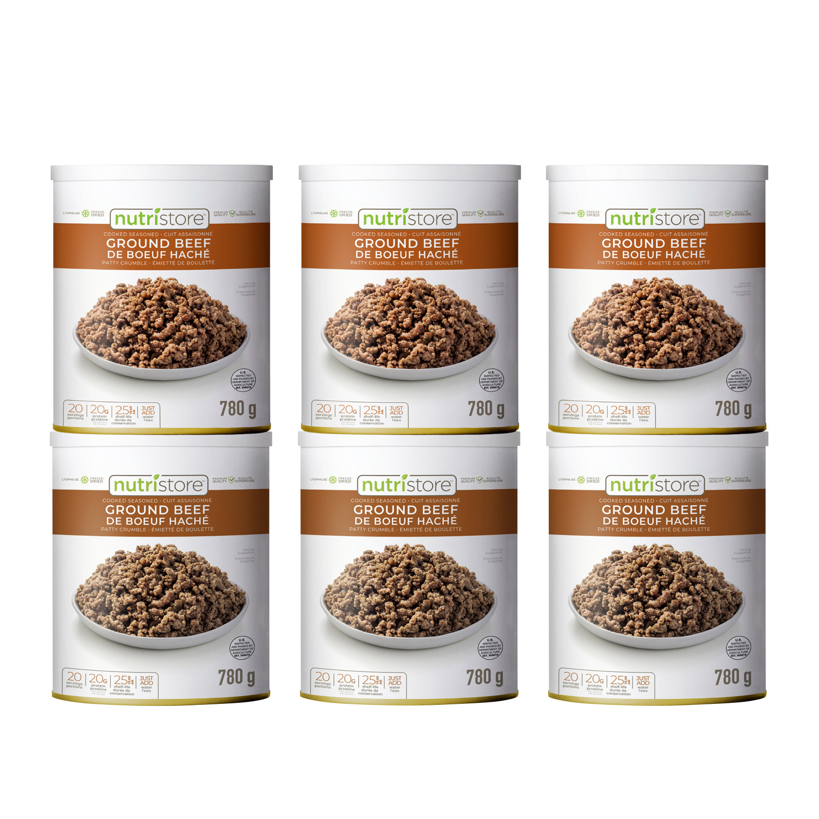 Nutristore Freeze Dried Ground Beef, 6 x 780 g