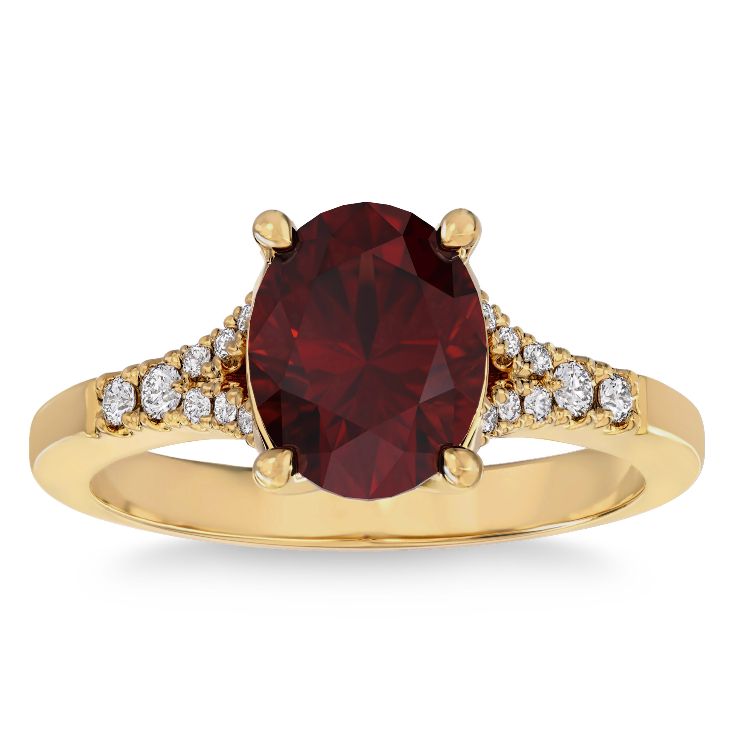 Oval Cut Rhodolite Garnet and Diamond Ring (0.14 ctw)