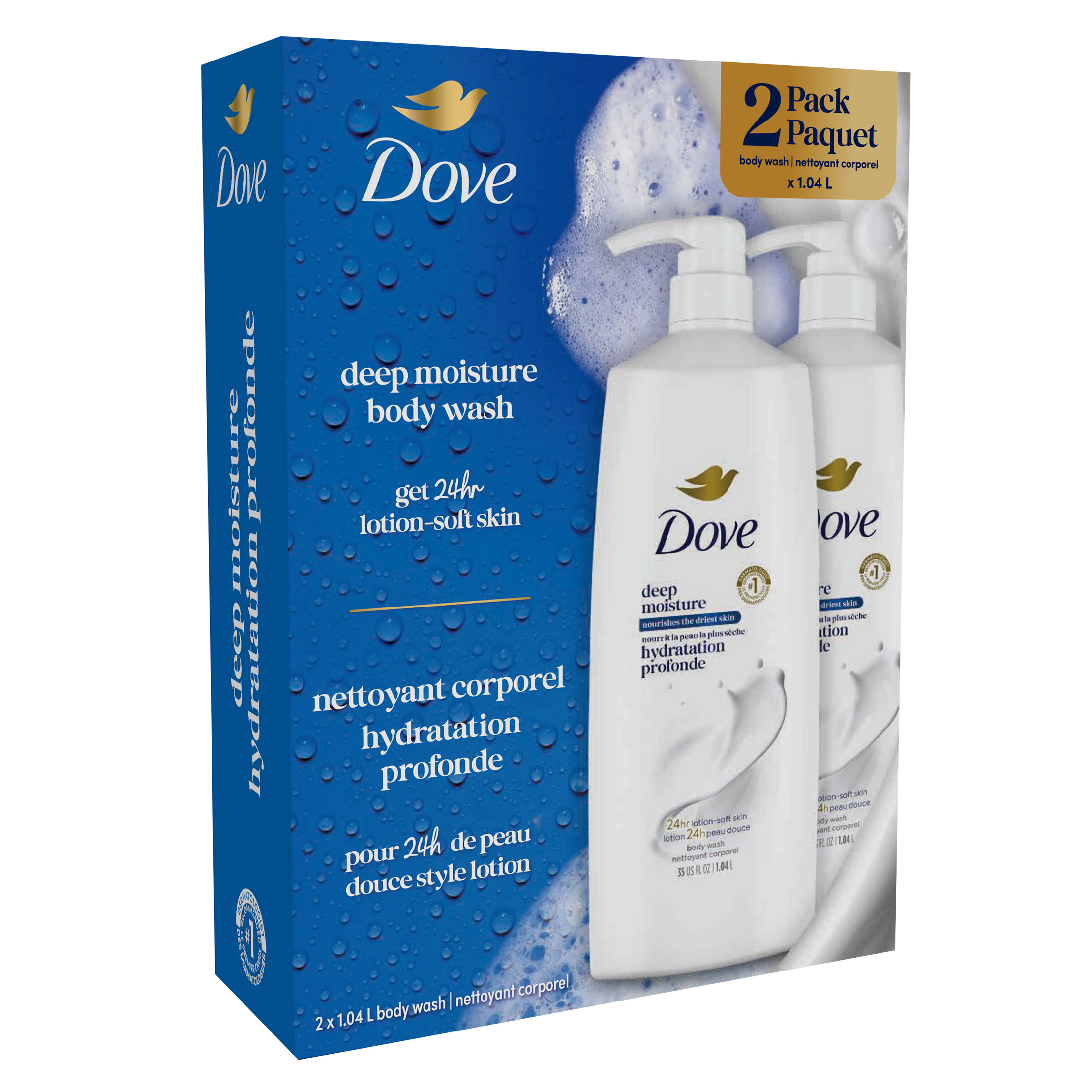 Dove Deep Moisture Body Wash, 2 x 1.04 L