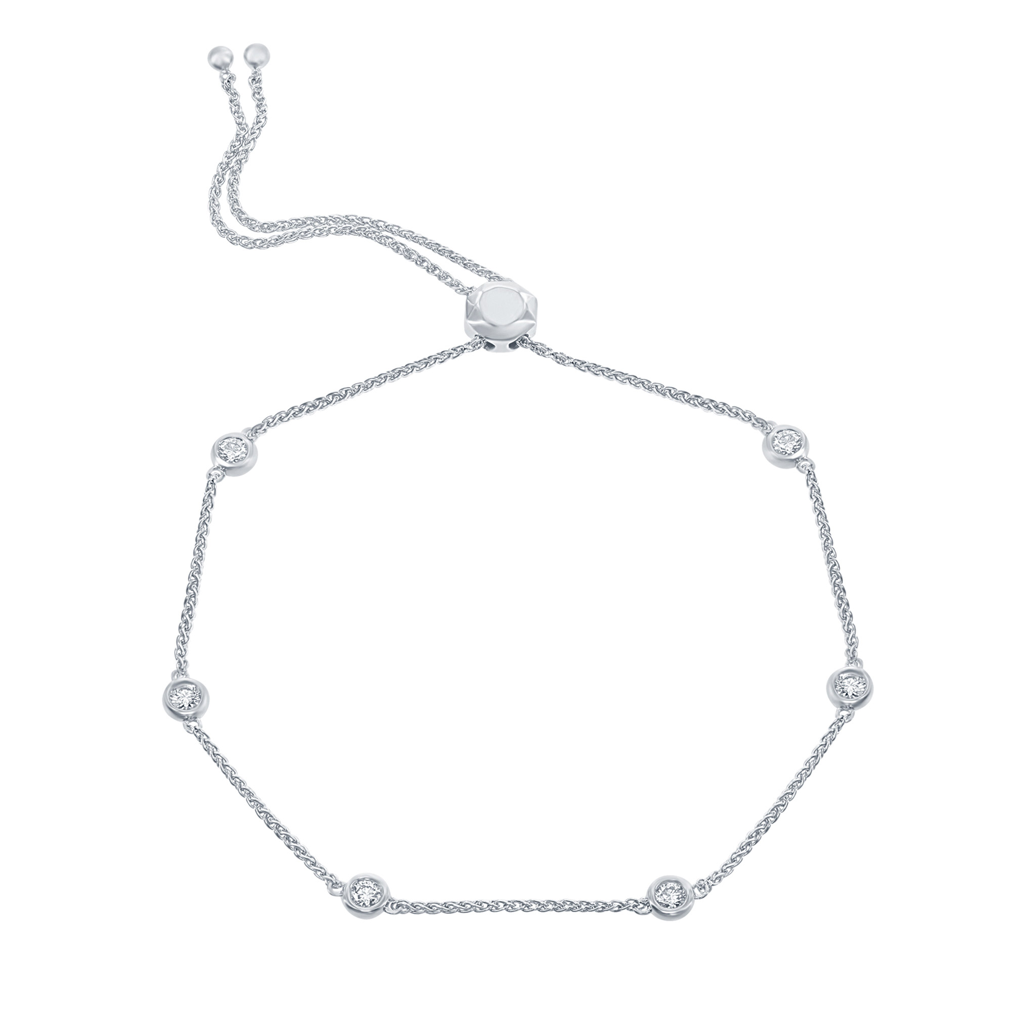 Round Brilliant Diamond Adjustable Bolo Bracelet (0.50 ctw)