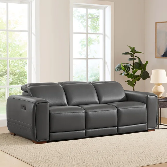 Karson Leather Power Reclining Sofa with Power Headrests