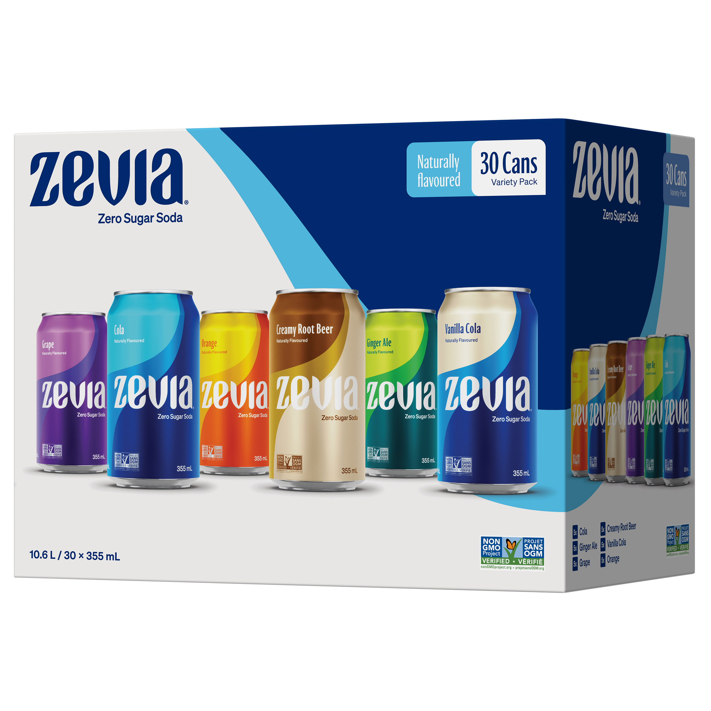 Zevia Soda Zero Sugar Variety Pack 355 mL 30-pack