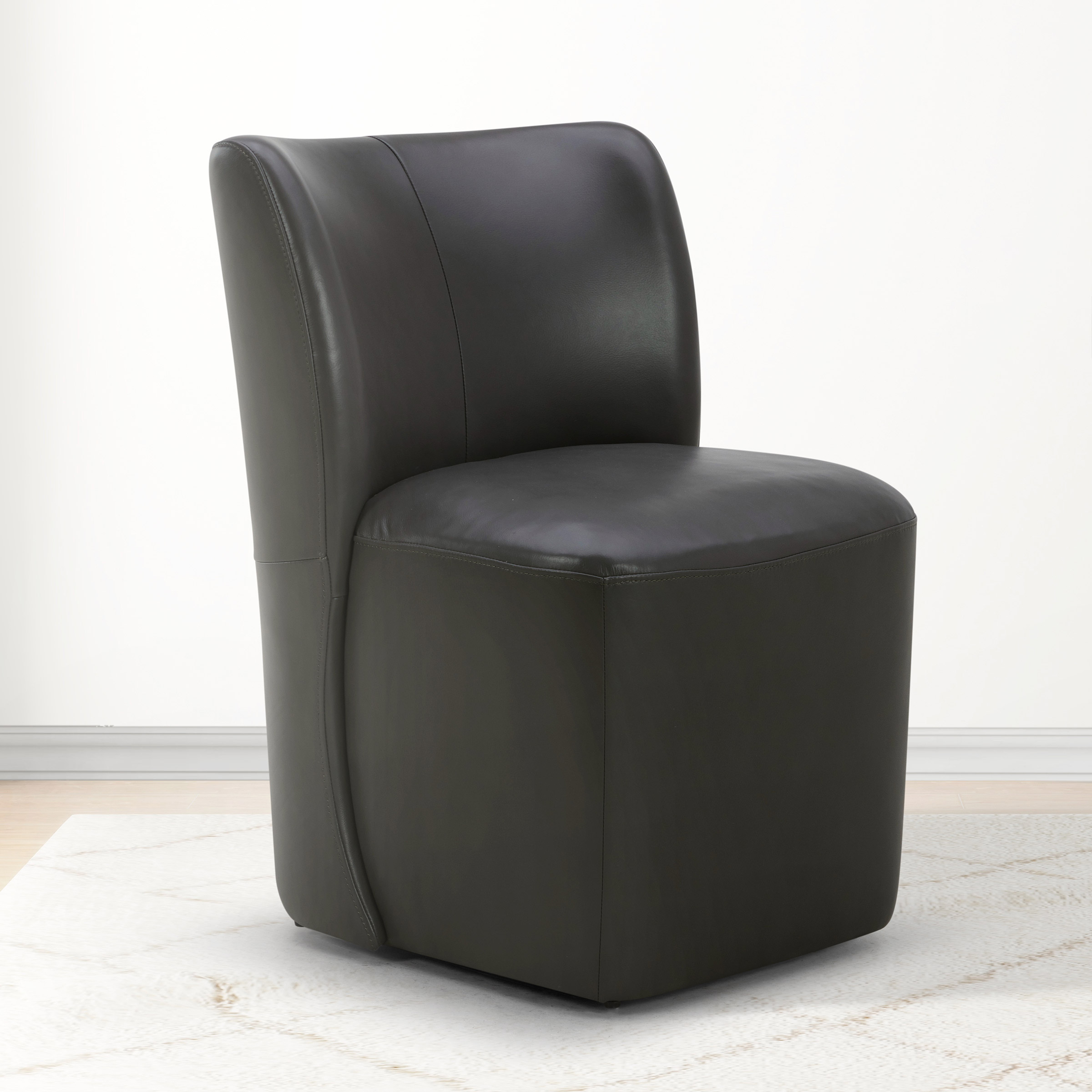 Aiden & Ivy Blair Top-grain Leather Dining Chair with Casters