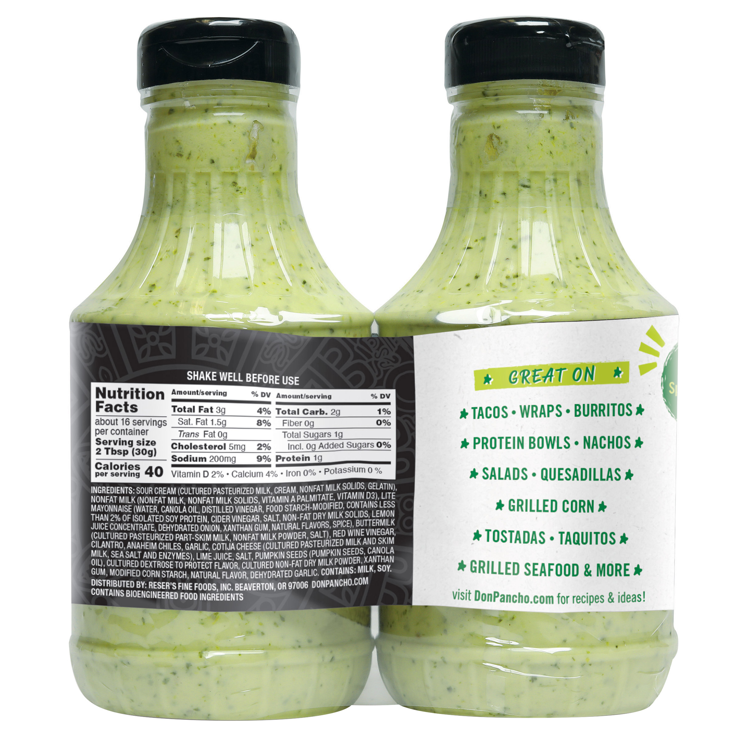 Don Pancho Cilantro Lime Crema, 16 fl oz, 2-count | Costco
