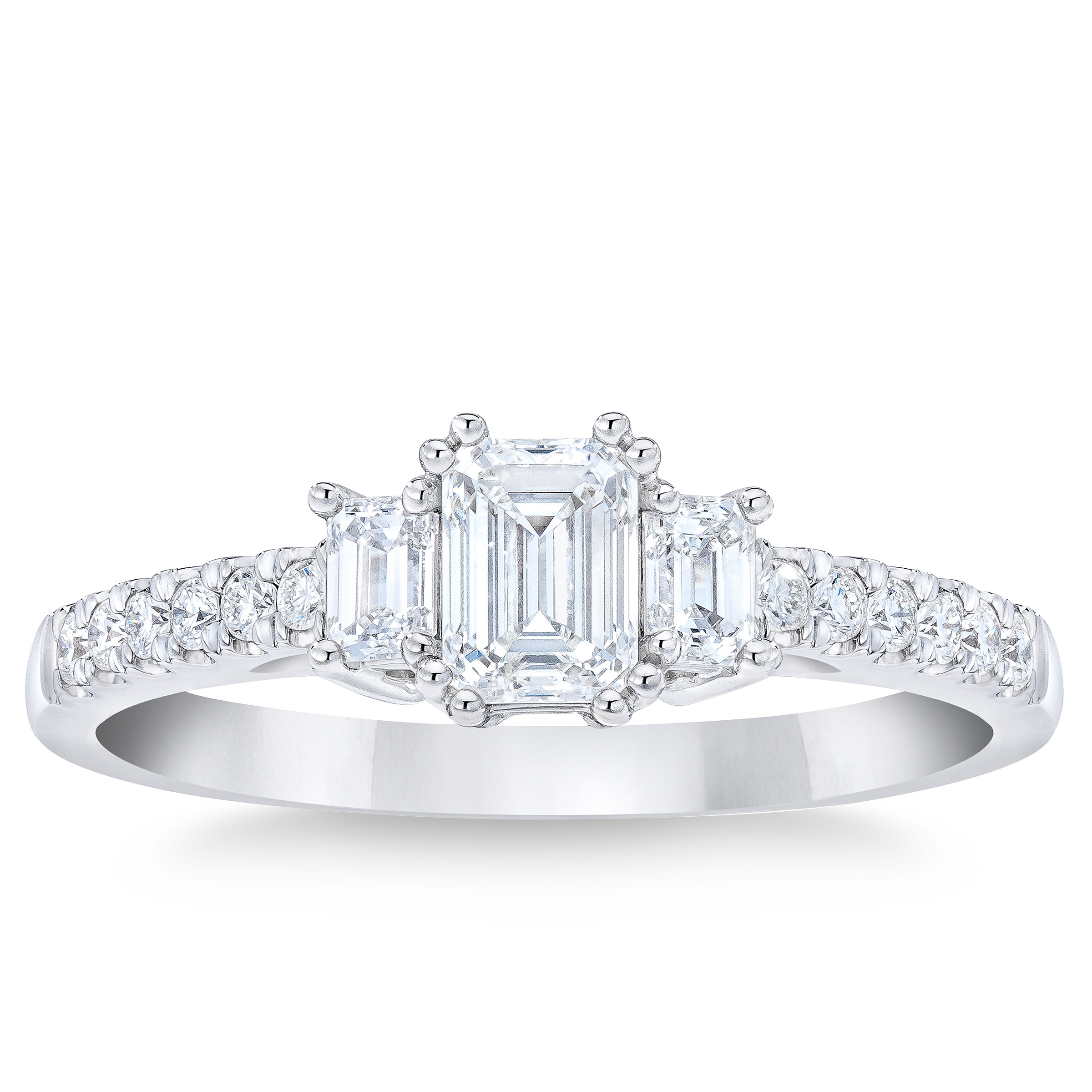 Emerald Cut and Round Brilliant Diamond Ring (0.82 ctw)