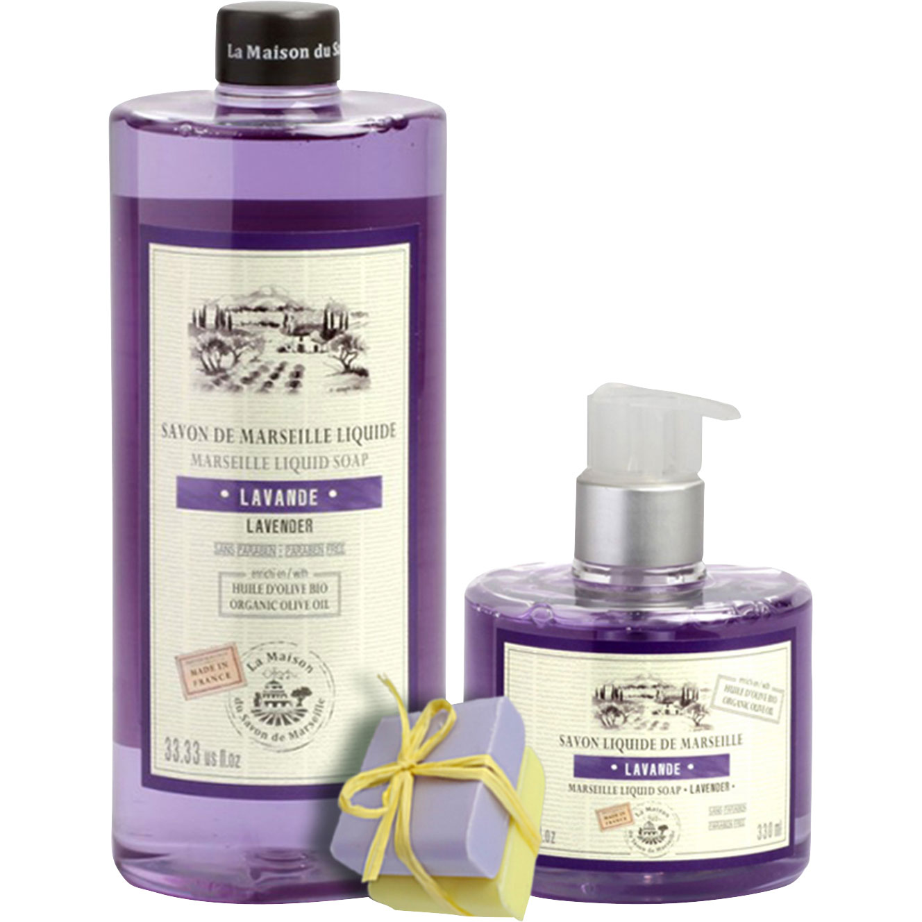 Savon de Marseille Liquid Lavender Oil Soap Pump and Refill Bottle