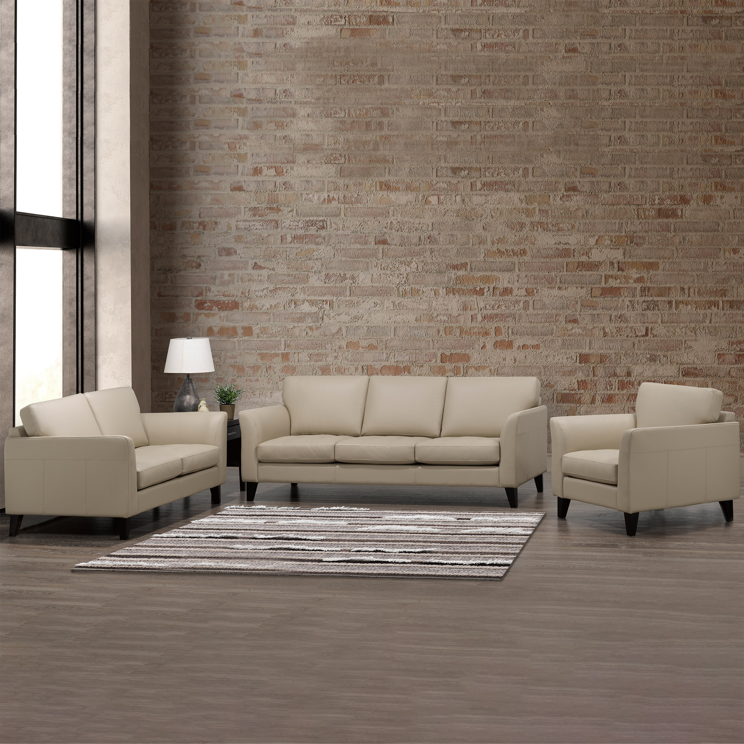 Sublime Top-grain Leather 3-piece Living Room Set