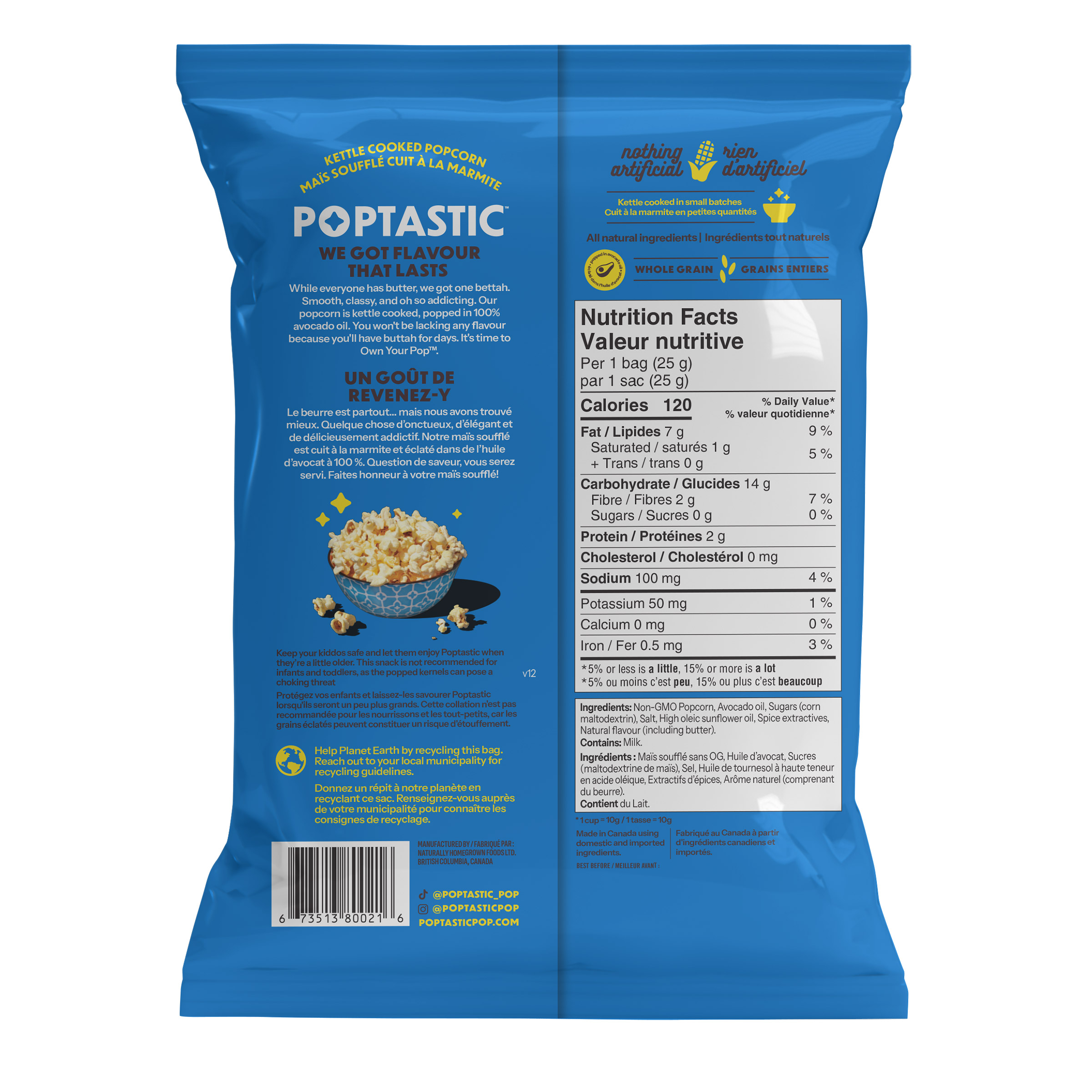 Poptastic Kettle Cooked Popcorn, 24 × 25 g | Costco