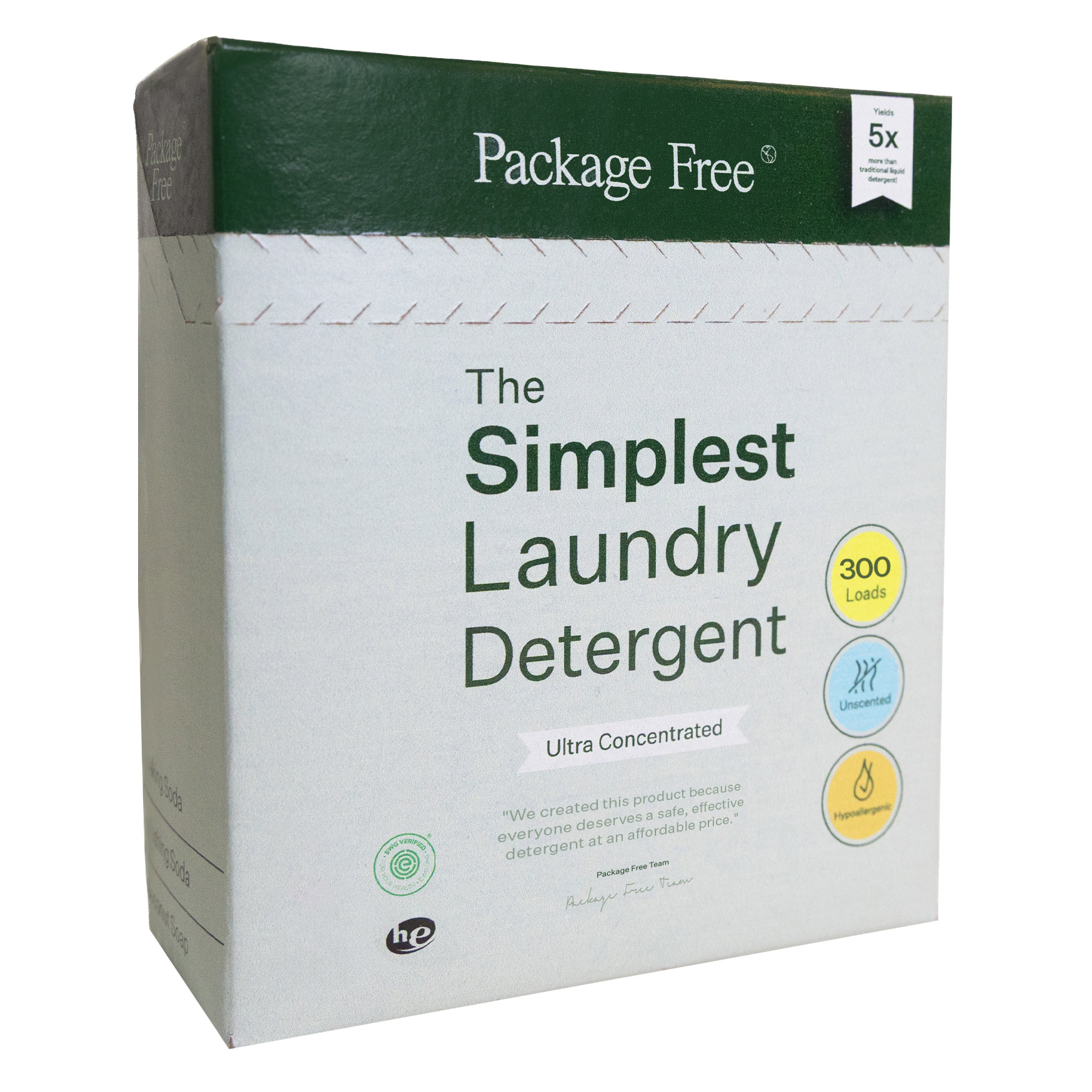 Package Free The Simplest Powder Laundry Detergent  Unscented  300 Loads  158 oz