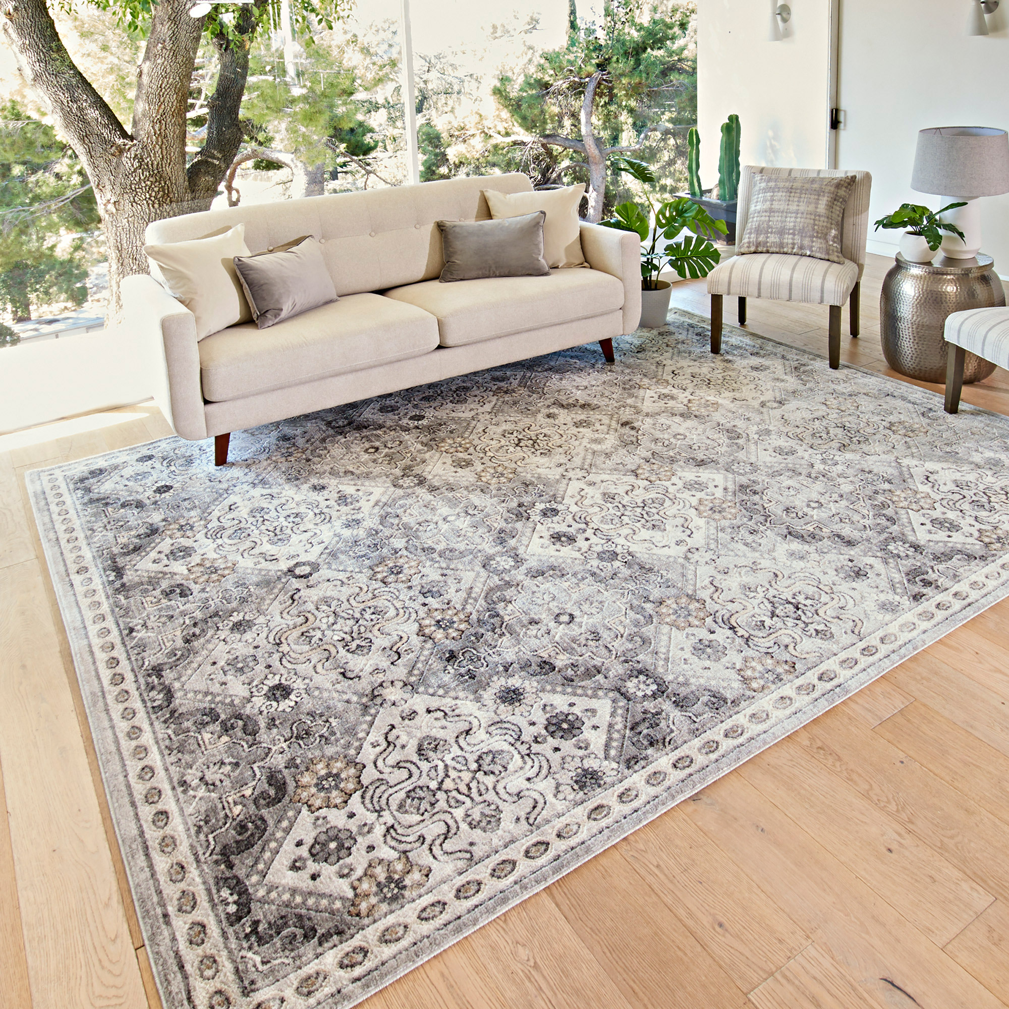 Tempo Area Rug or Runner Collection, Beryl, Gray, 5'3