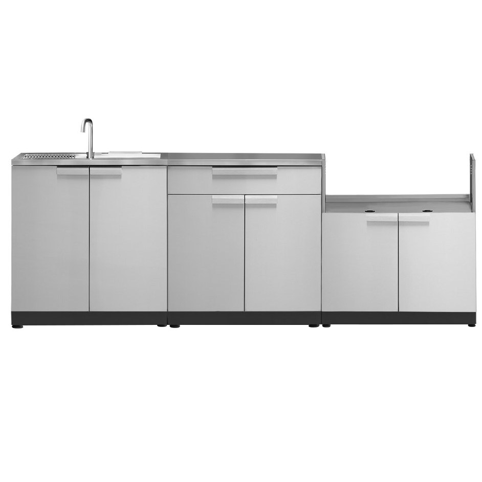 NewAge Products 4-piece Outdoor BBQ Kitchen Stainless Steel Classic Series Set with Built-in Sink Cabinet 