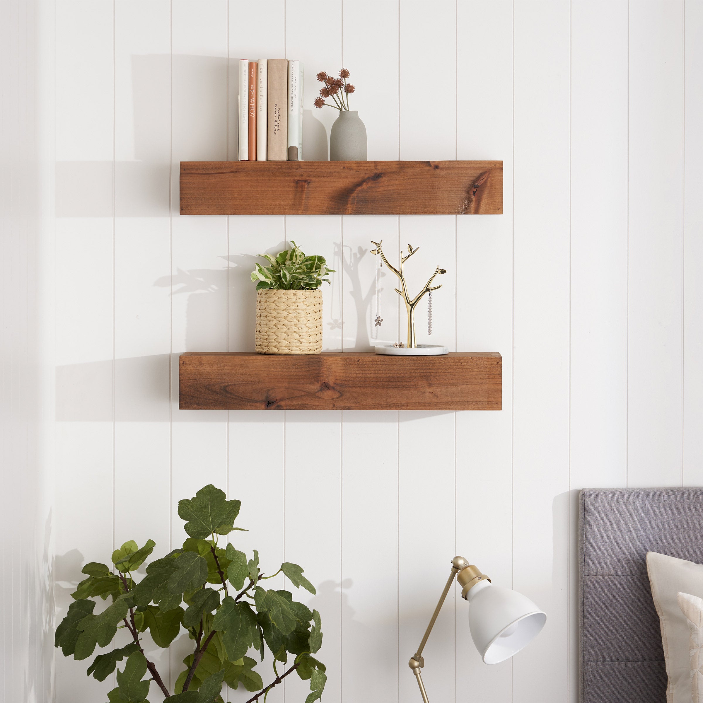 TRINITY Farmhouse Floating Shelf in Walnut (Costco)